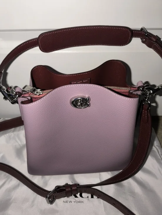Coach Willow Bucket Shoulder Bag Colorblock Faded Purple Leather - Picture 7 of 16
